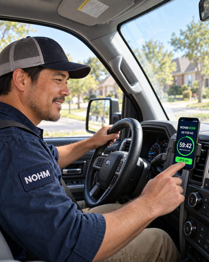 A NOHM pro in his truck starting the NOHM NOW countdown